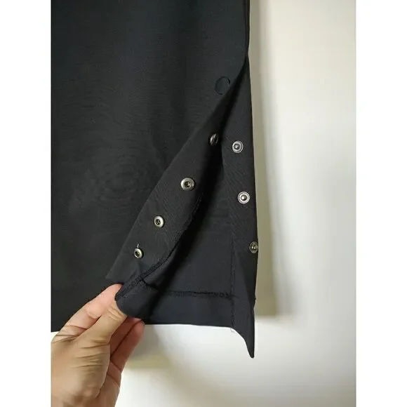 Calvin Klein Women's Size 10 Black Pencil Skirt Back Zipper 5 Snap Side Slit - Picture 3 of 8